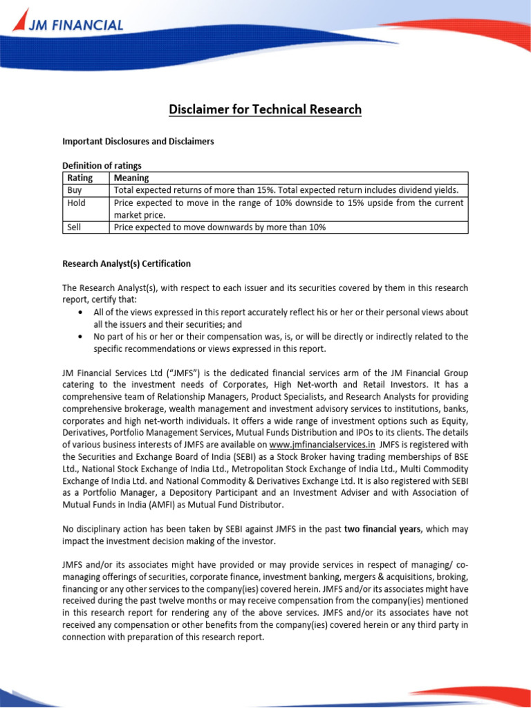 Technical Research Report Disclaimer | PDF | Stocks | Investing