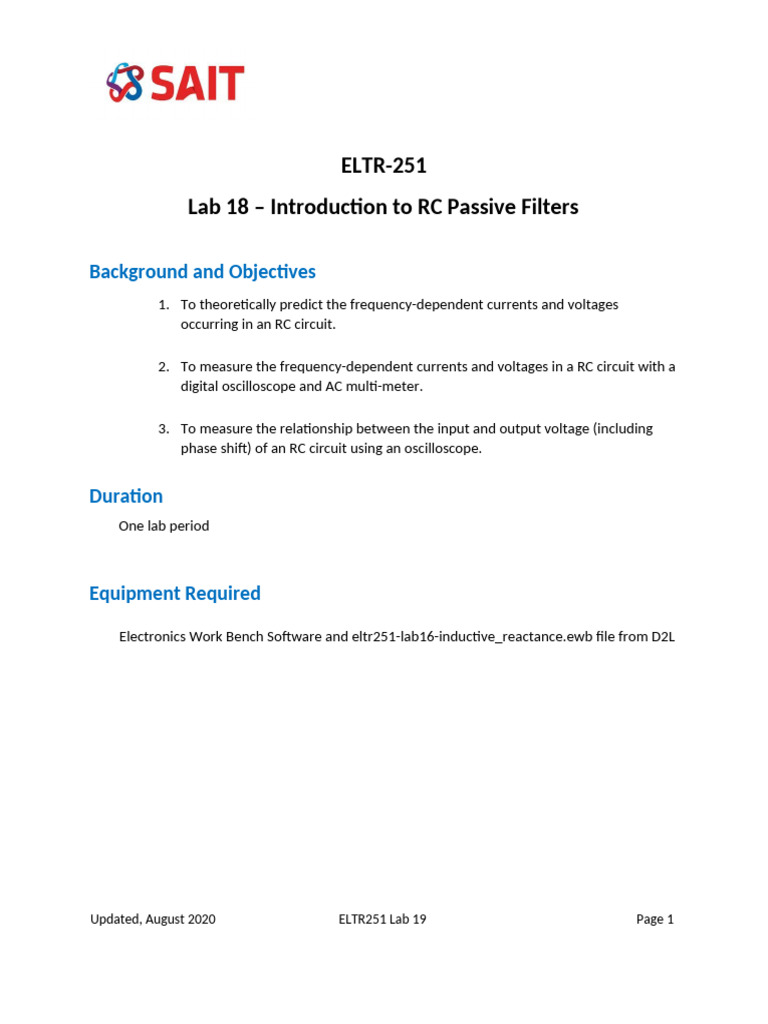 RC Circuit Passive Filter Lab Guide | PDF | Electrical Engineering ...