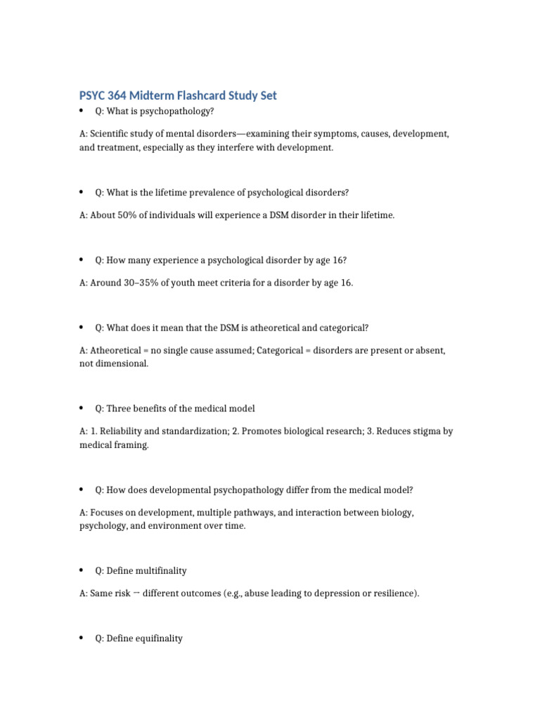 PSYC364 Midterm Flashcards | PDF | Attention Deficit Hyperactivity ...