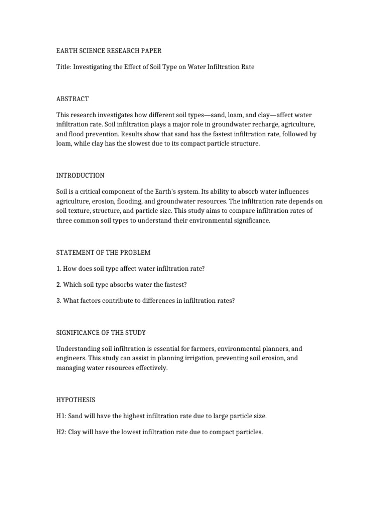 Soil Type Impact on Water Infiltration | PDF | Soil | Clay