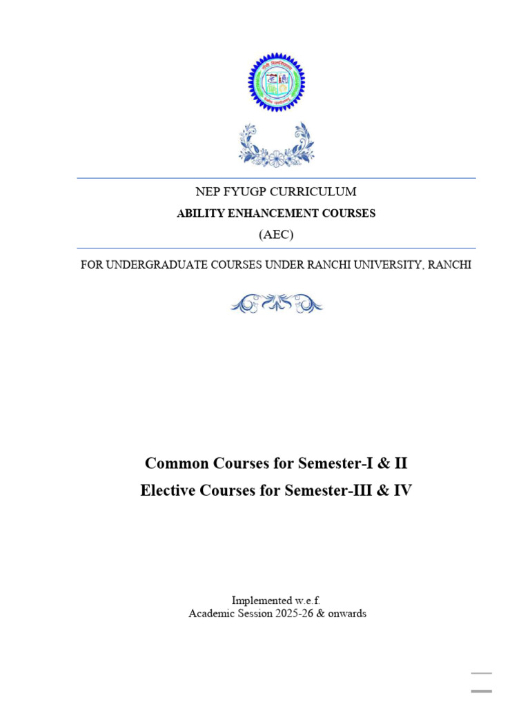 AEC For Sem I, II, III & IV - 2025 Onwards | PDF | Academic Degree ...