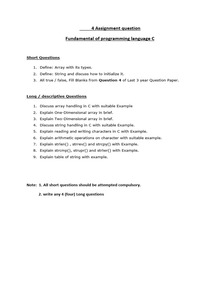 C Programming Language Assignment Guide | PDF