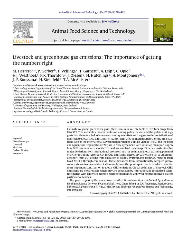 Livestock's Role in Greenhouse Gas Emissions | PDF | Greenhouse Gas ...