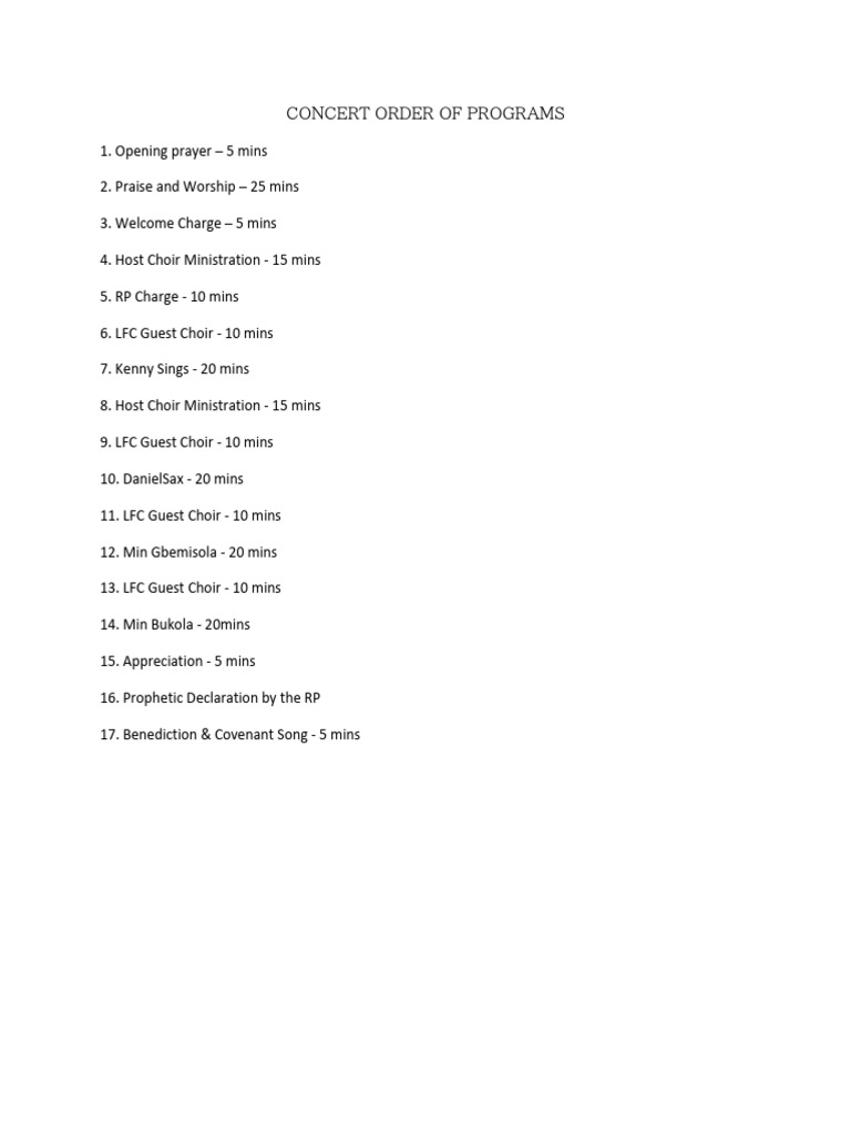 Concert Program Order and Schedule | PDF