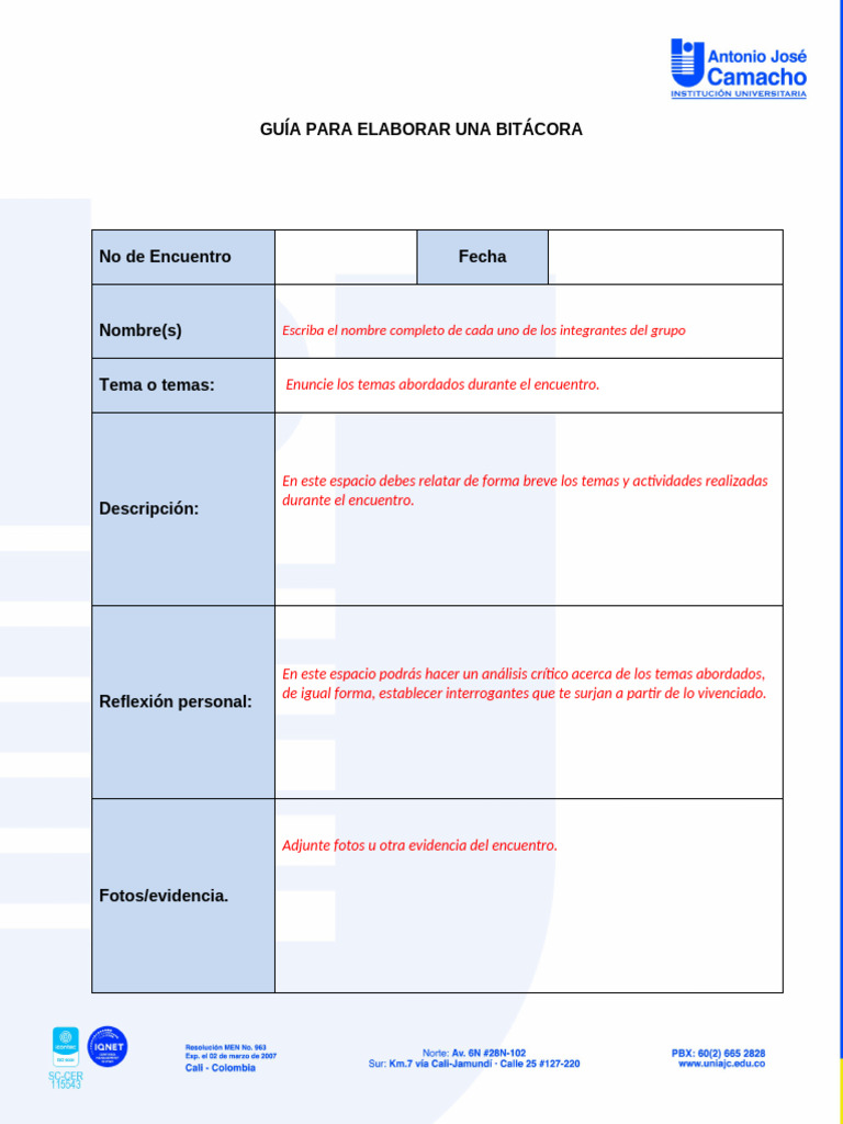 Guía para Elaborar Una Bitácora | PDF