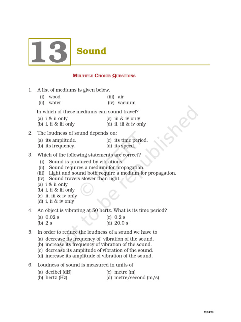 Class 8 Sound | PDF | Sound | Frequency