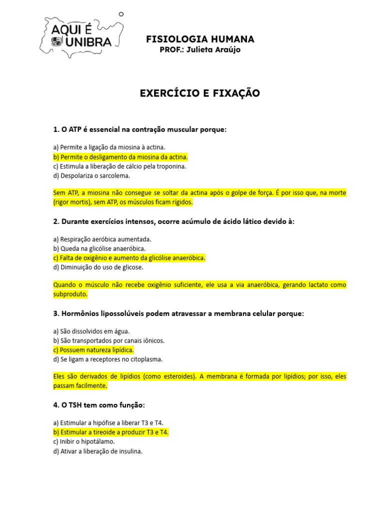 Fisiologia Humana: Exercícios e Hormônios | PDF | Corpo humano | Coração