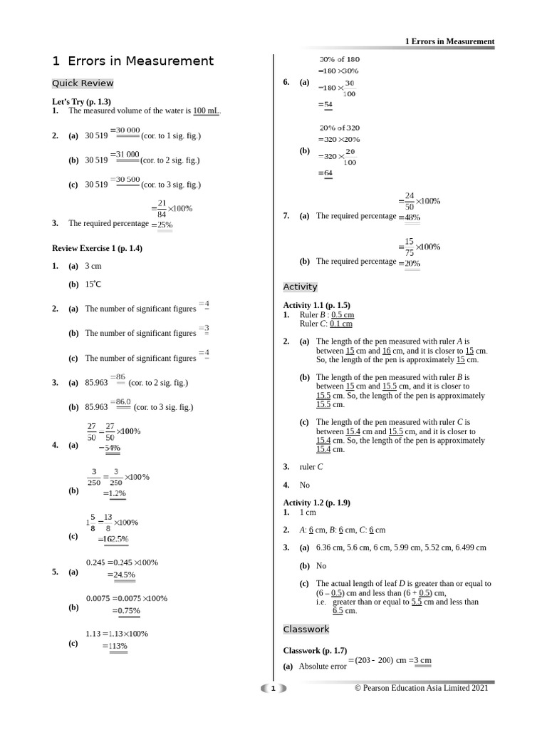 2A01 Exercise E | PDF | Significant Figures | Volume