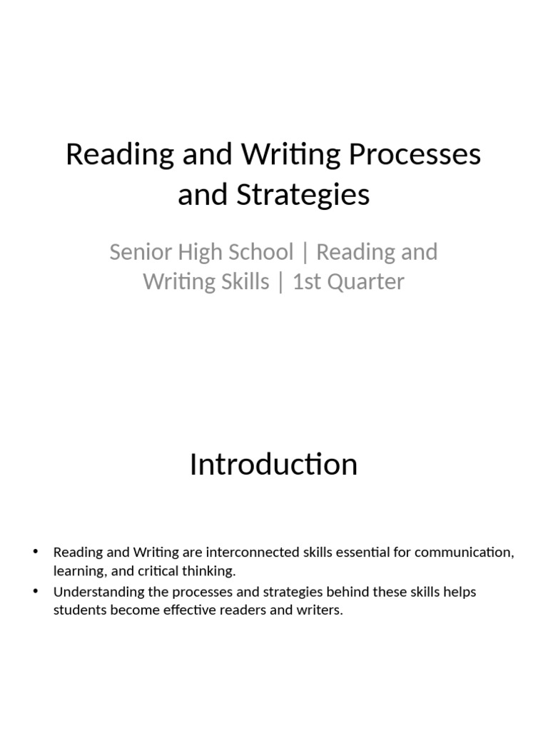 Reading and Writing Skills Overview | PDF | Writing | Cognitive Psychology