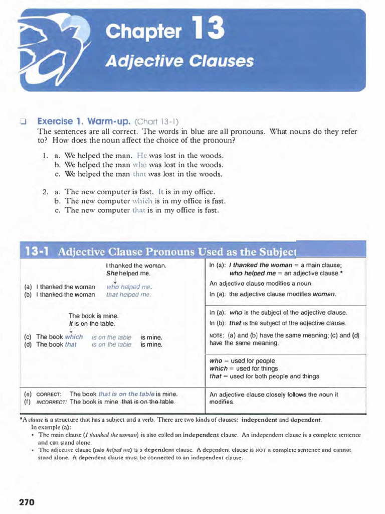 Understanding Adjective Clauses in English | PDF | Clause | Subject ...