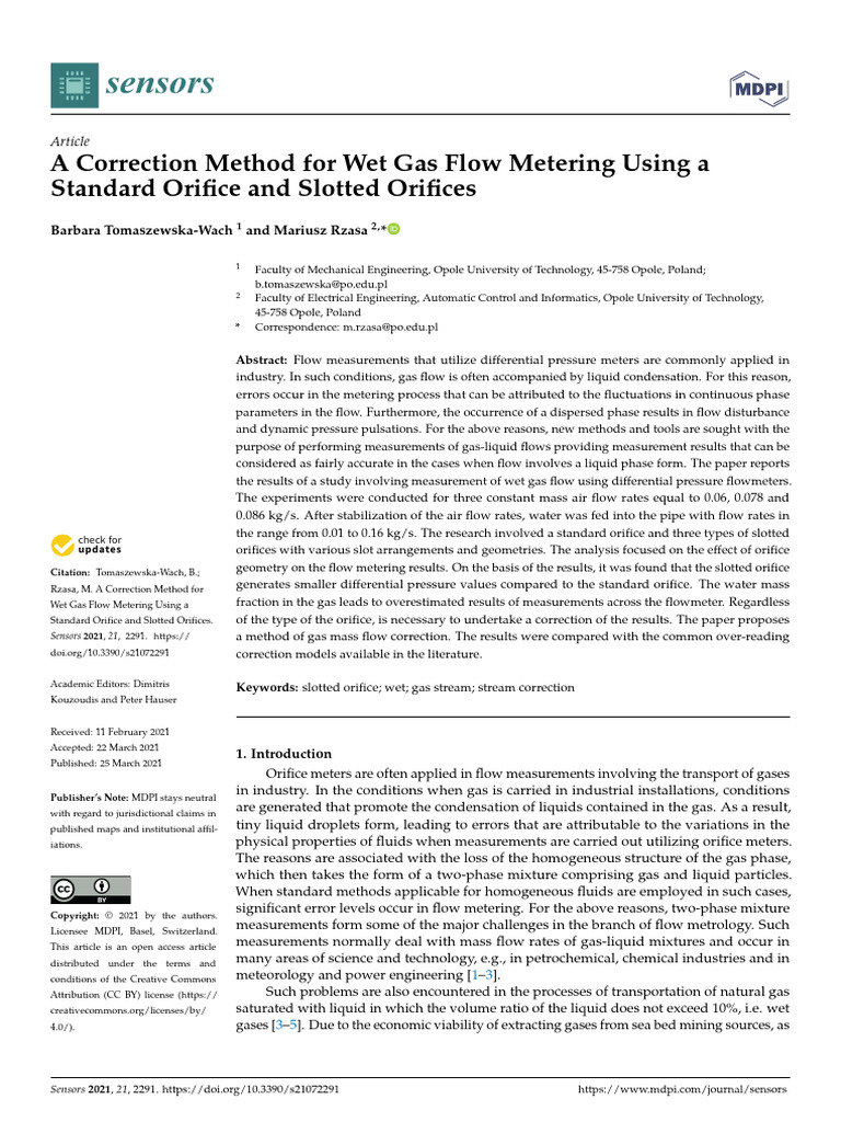 A Correction Method For Wet Gas Flow Metering Usin | PDF | Flow ...