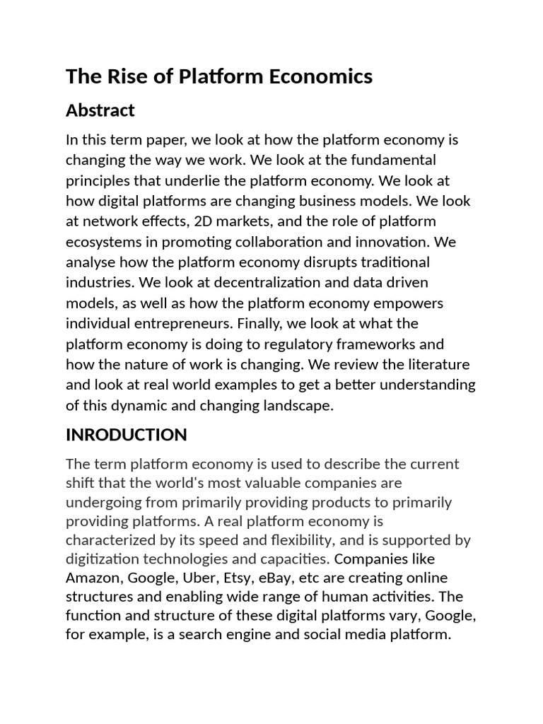 Impact of Platform Economy on Work | PDF | Market (Economics) | Economics