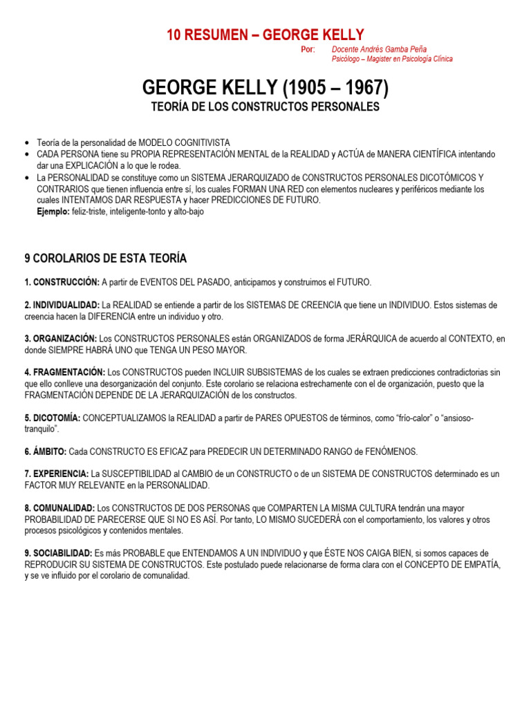 RESUMEN - George Kelly | PDF | Psicología Social | Sicología