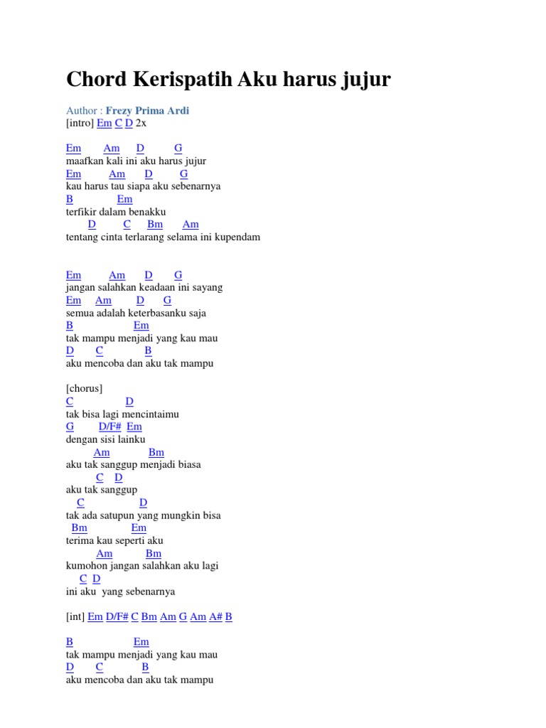 Semua Jujur Lah Sayang Chord