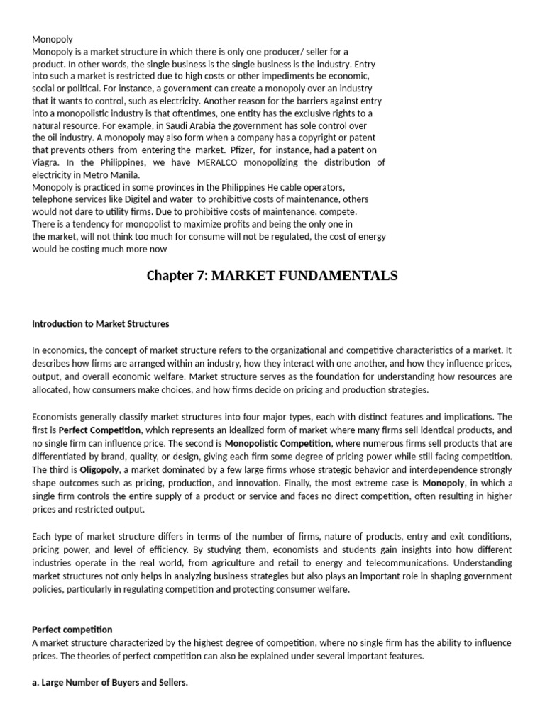 Chapter 7 Market Structures | PDF | Oligopoly | Monopoly