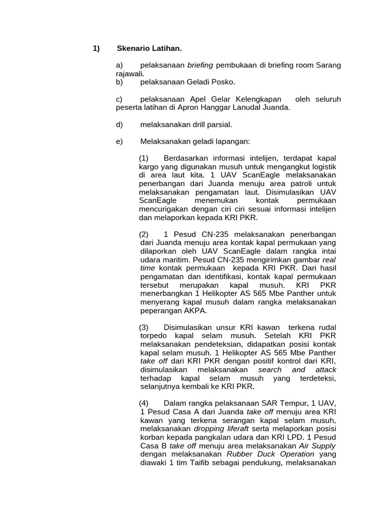 Skenario Latihan Militer Laut Terpadu | PDF