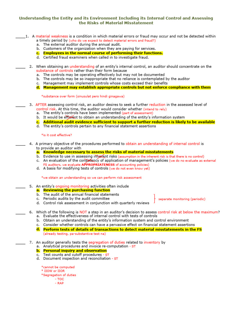 Internal Control and Audit Risk Assessment | PDF | Internal Control | Audit
