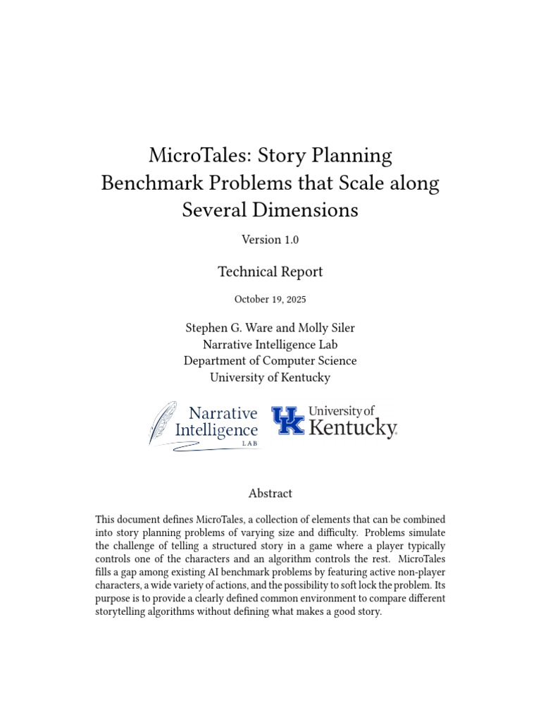 MicroTales: Scalable Story Planning | PDF