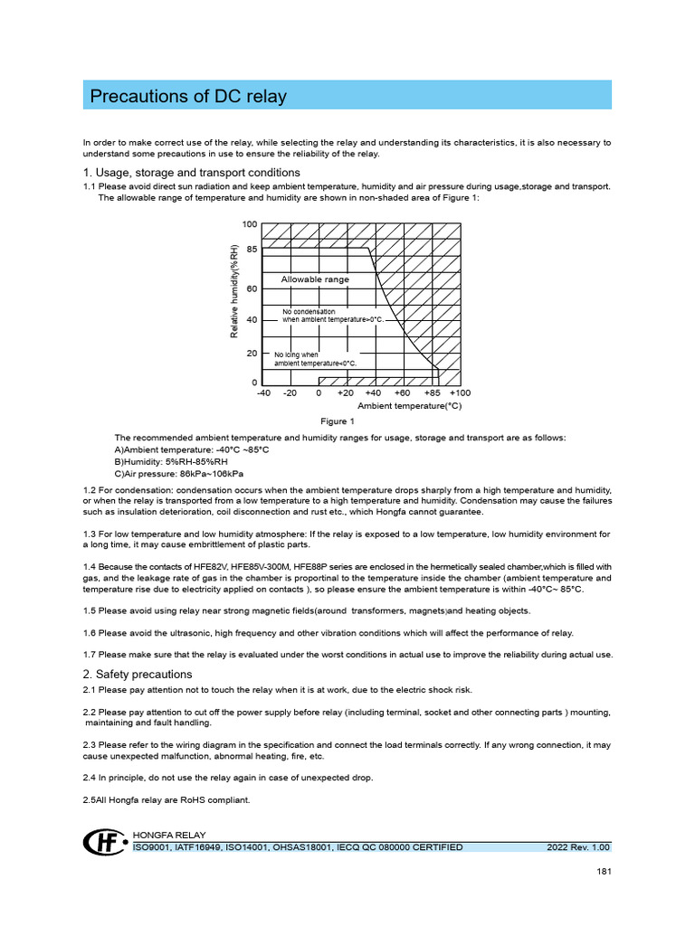 Essential DC Relay Usage Precautions | PDF | Humidity | Applied And ...