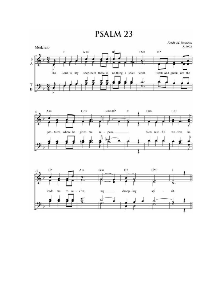 The Lord Is My Shepherd Psalm 23 - Graduation Psalm | PDF