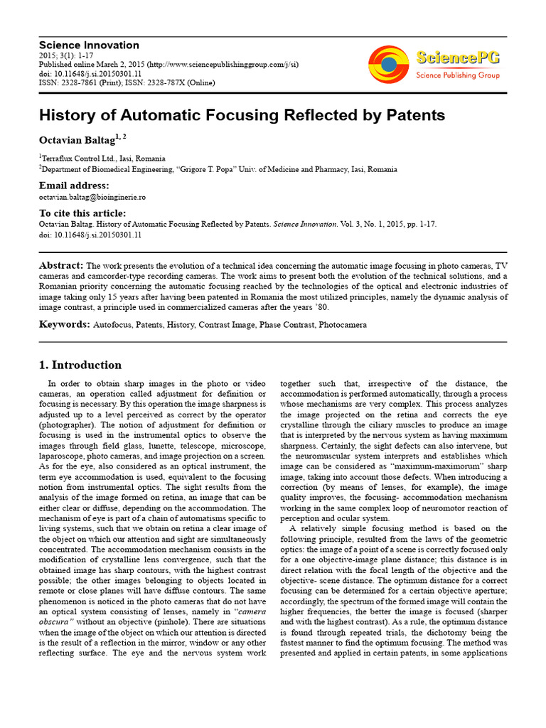 2015 Historyofautomaticfocusingreflectrdbypatents Science Innovation ...