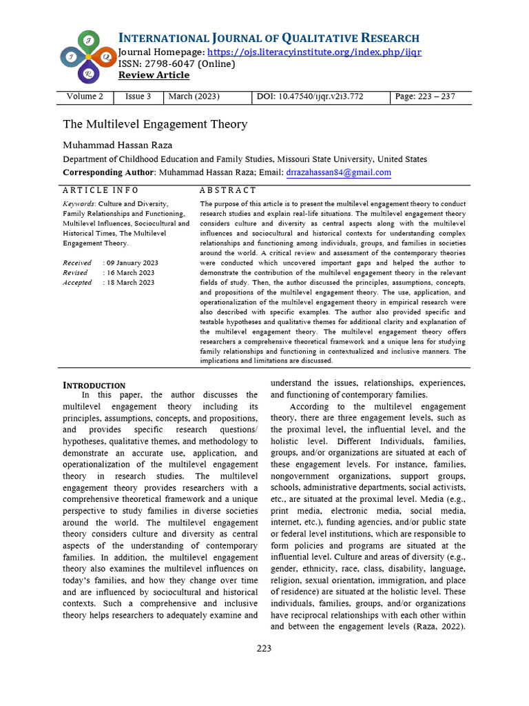 Multilevel Engagement Theory Explained | PDF | Attachment Theory | Theory
