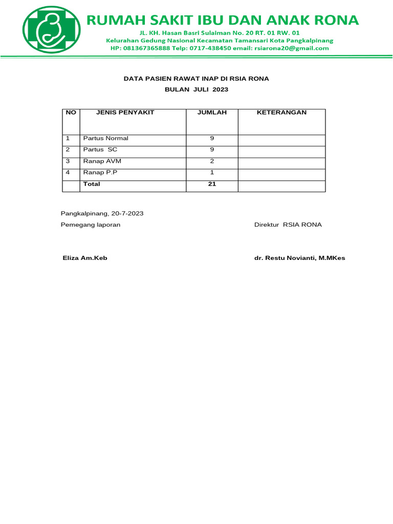 Data Ranap (Liza | PDF