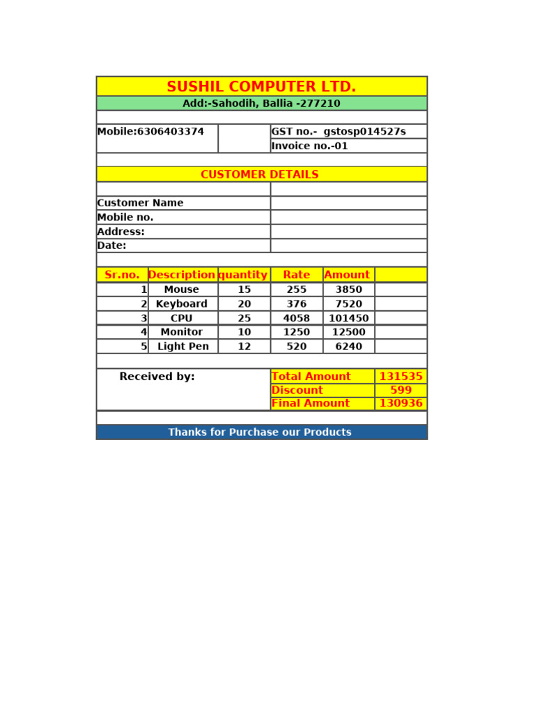 Invoice for Computer Equipment Purchase | PDF