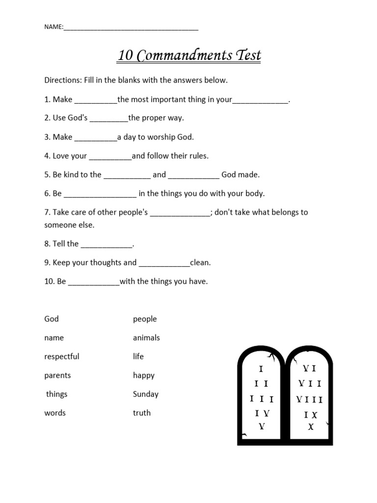 10 Commandments Test and Answers | PDF