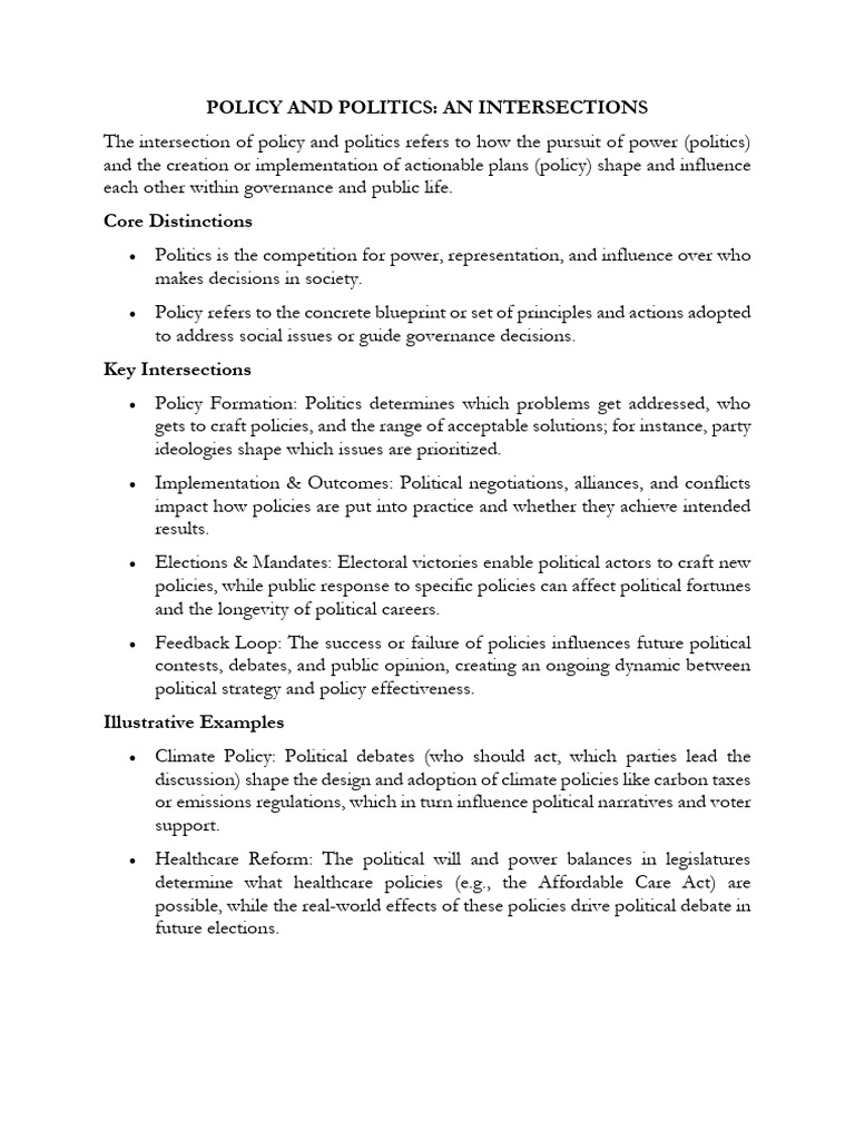 Policy and Politics-An Intersection | PDF | Policy | Political Parties