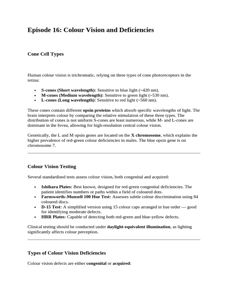Understanding Colour Vision Deficiencies | PDF