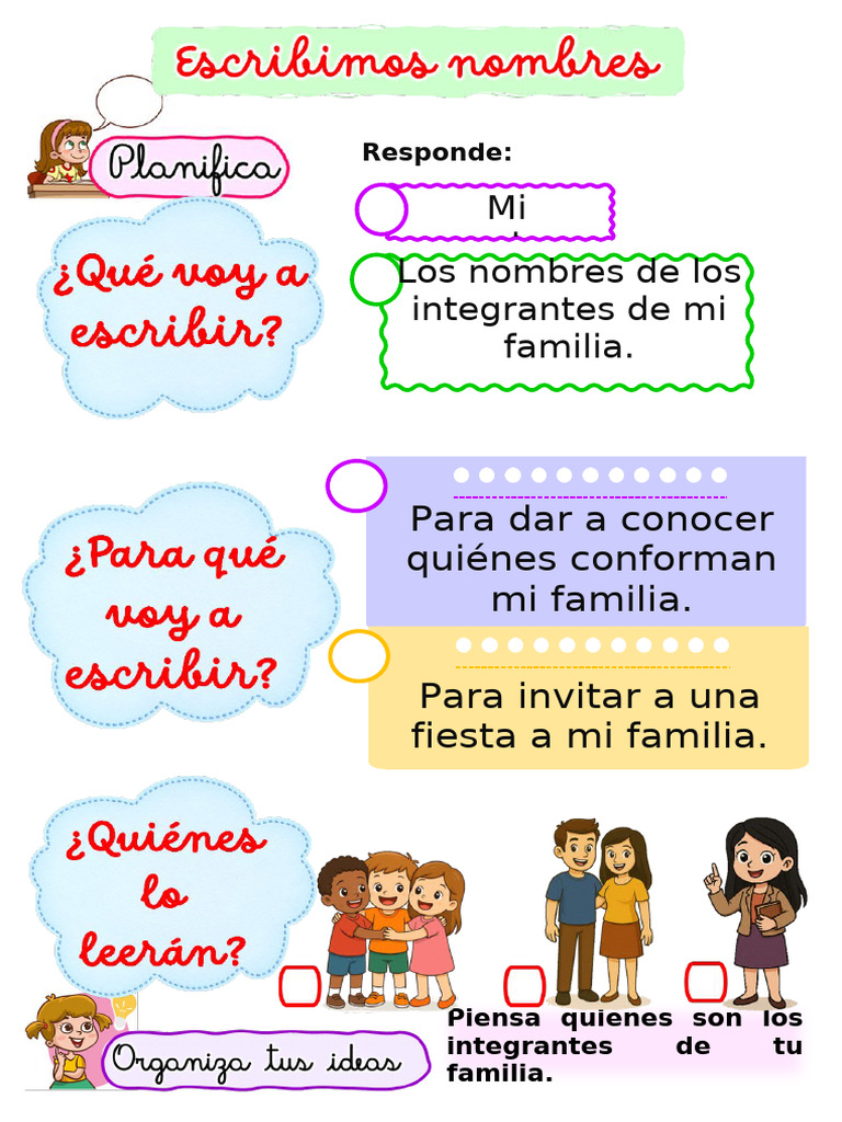 Actividades sobre la familia y escritura | PDF