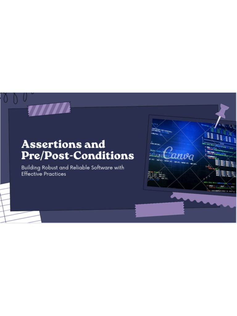 Assertions and Pre Conditions and Post Conditions | PDF