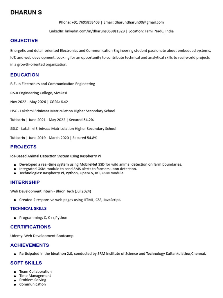 Electronics Engineering Student Profile | PDF