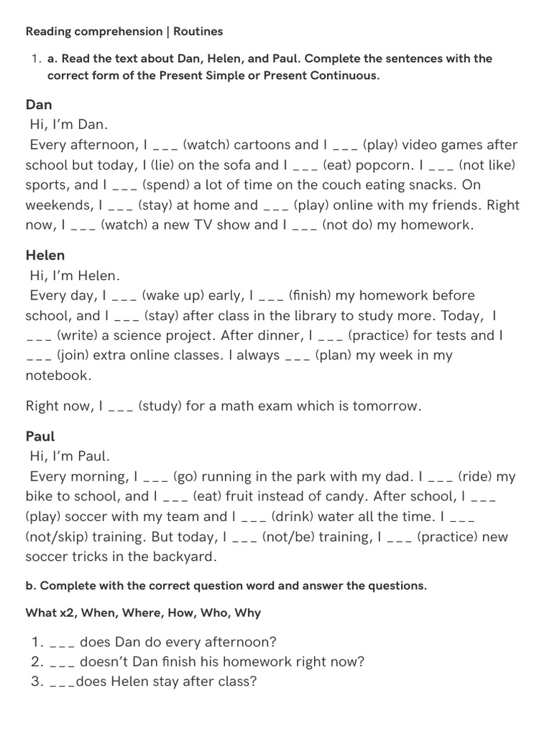 Present Simple vs. Continuous Practice | PDF