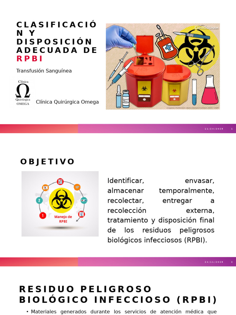Clasificación y Disposición Adecuada de RPBI | PDF | Sangre | Residuos ...