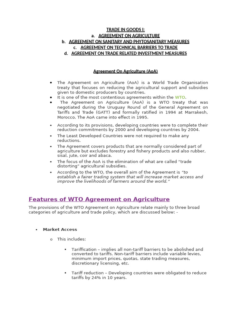 WTO Agreements on Trade in Goods | PDF | World Trade Organization | Subsidy