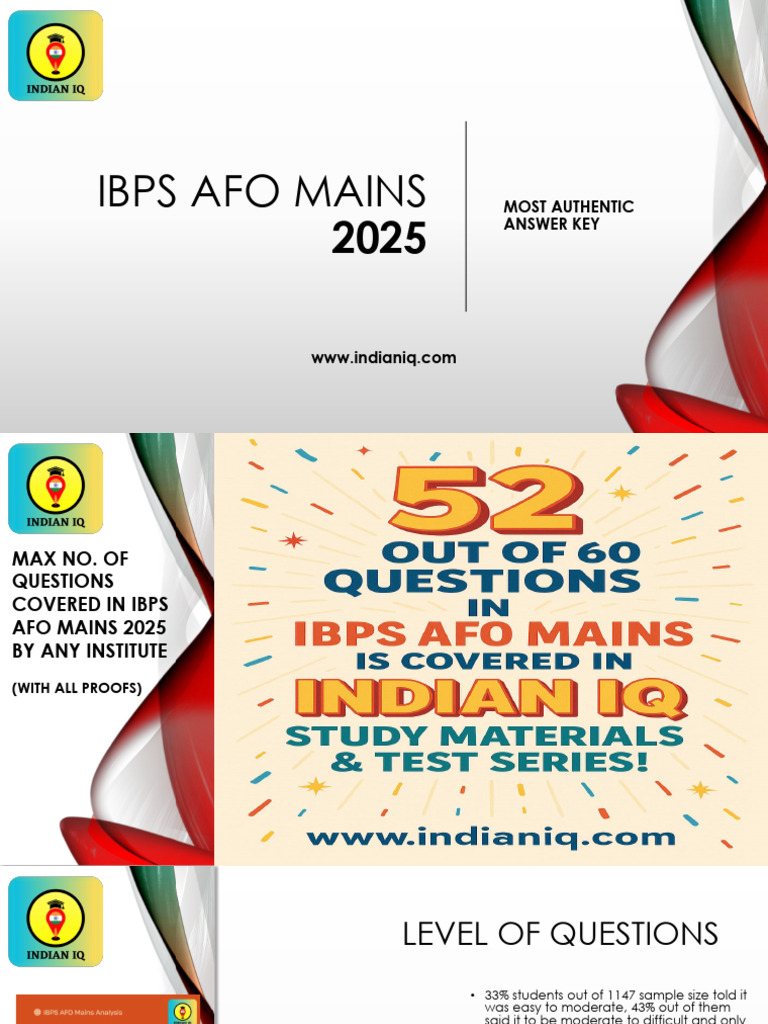 Ibps Afo Mains 2025 Answer Key Indian Iq | PDF | Agriculture | Soil