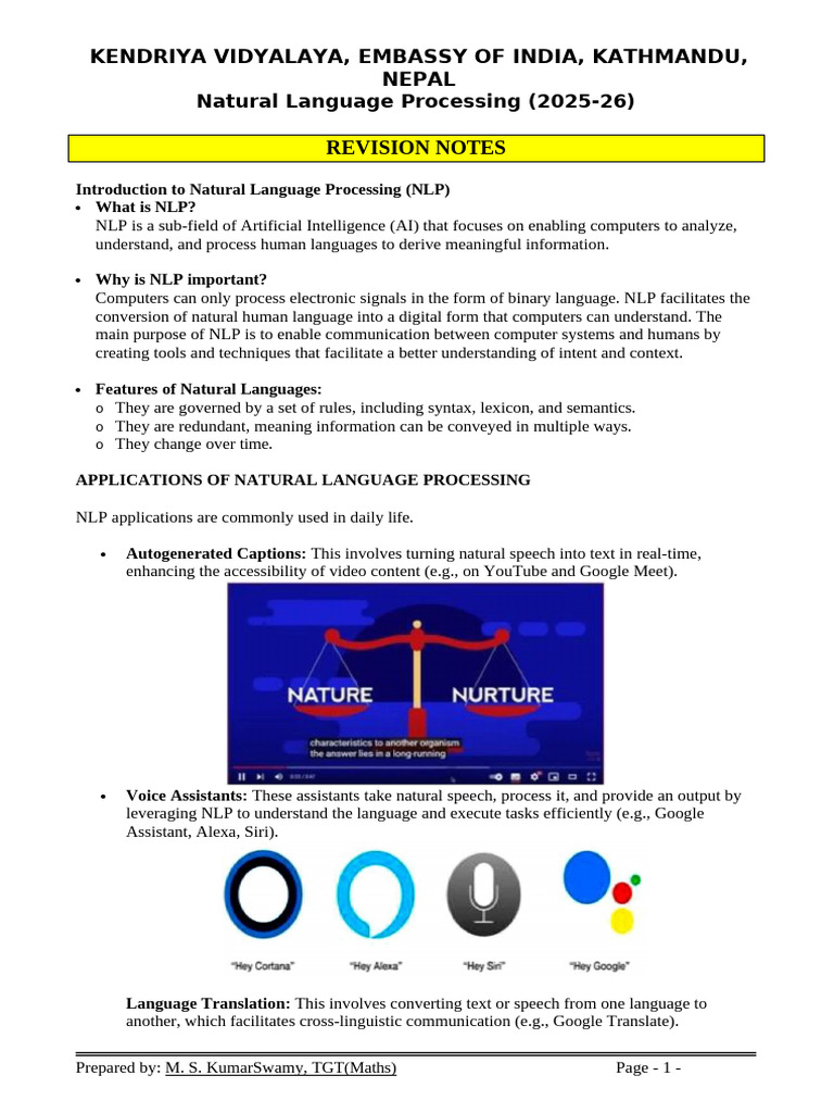 Natural Language Processing Overview | PDF | Linguistics | Cognitive ...