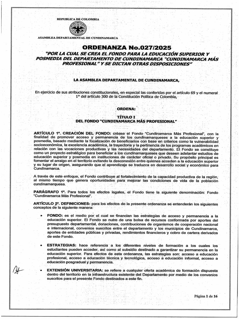 Ordenanza+027+de+2025+Fondo+para+la+Educacion | PDF