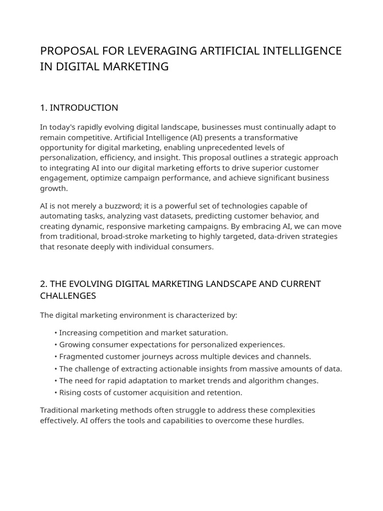 AI Integration in Digital Marketing Proposal | PDF | Artificial ...