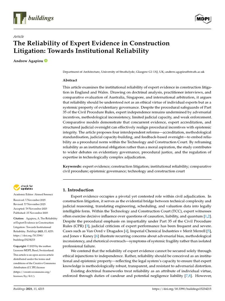 Buildings 15 04215 | PDF | Methodology | Expert Witness