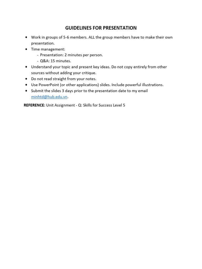 Speaking - Advanced - Guidelines For Presentation | PDF