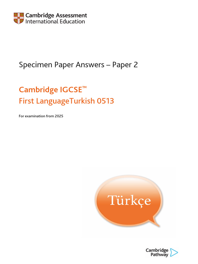 0513 Specimen Paper Answers Paper 2 (For Examination From 2025) | PDF