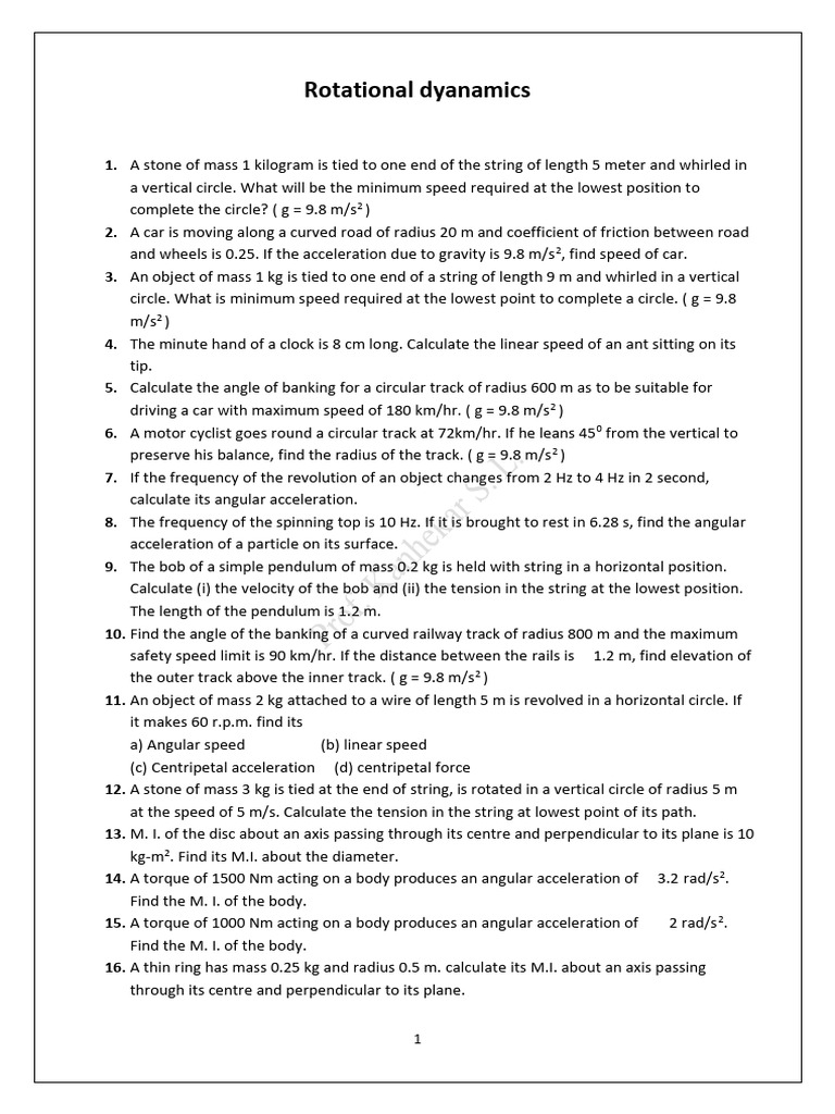 Rotational Dynamics and Fluid Mechanics Problems | PDF | Capacitor ...