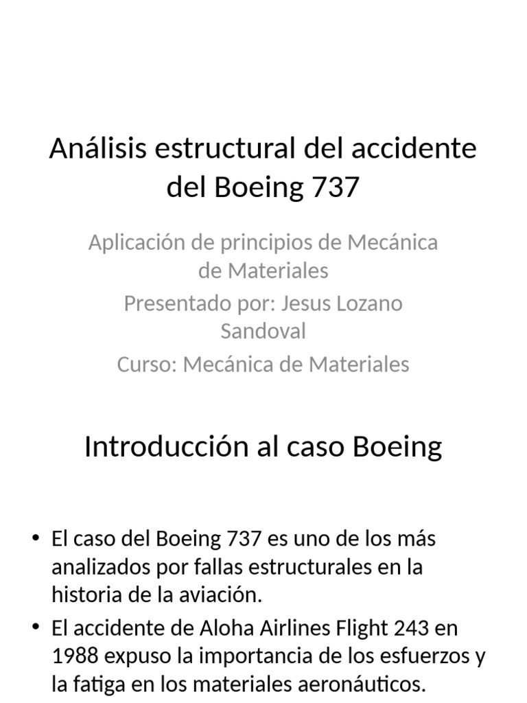 Análisis de fatiga en Boeing 737 | PDF | Fractura | Fatiga (material)