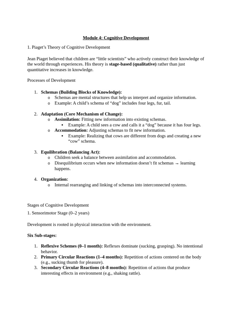 Understanding Cognitive Development Stages | PDF | Thought | Schema ...