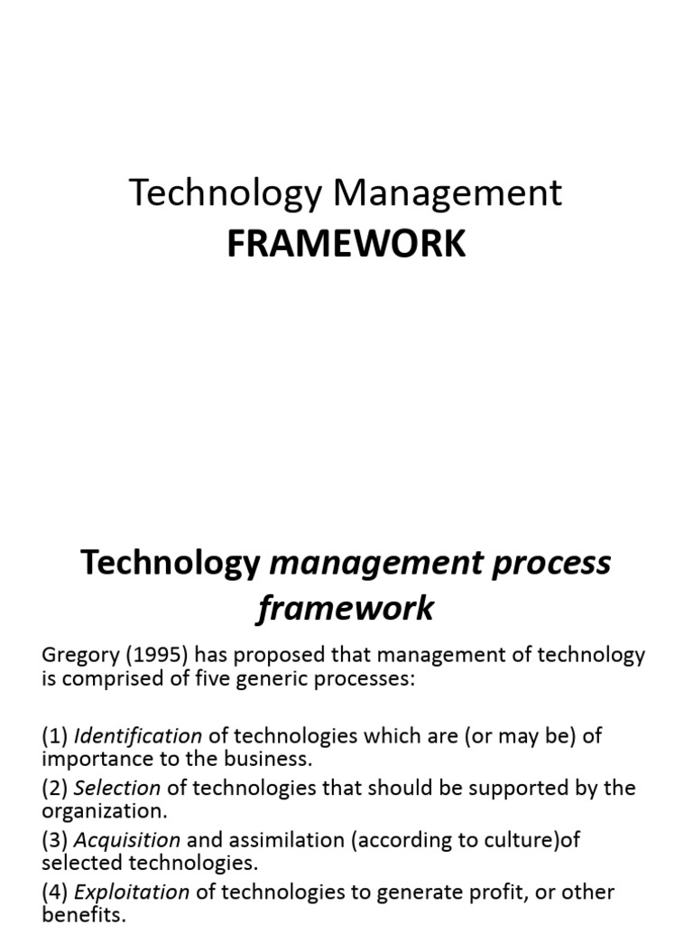 Framework Management Technology1 | PDF | Risk | Competitive Advantage