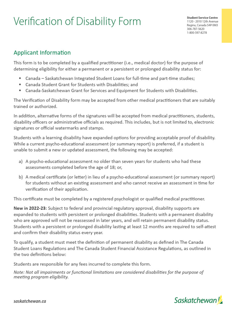 Disability Verification Form for Students | PDF | Disability | Mental ...