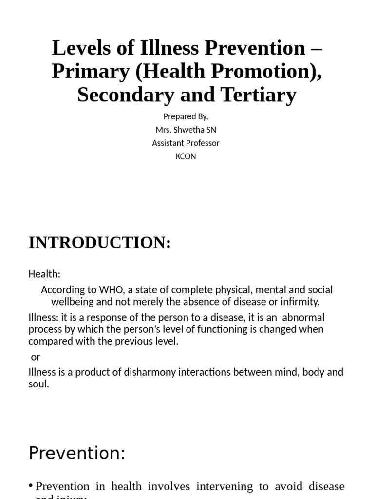 Levels of Illness Prevention Explained | PDF | Preventive Healthcare ...
